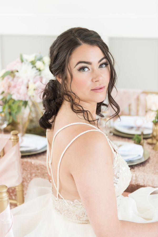 Blush Wedding Inspiration Meets Gold and Glittery Details The Perfect